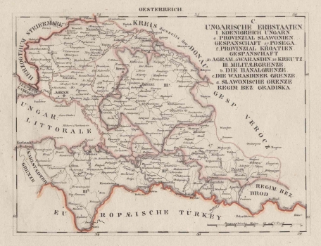 SCHLIEBEN, WILHELM ERNST AUGUST VON: KARTE VON SLAWONIEN UND EINEM TEIL VON KROATIEN